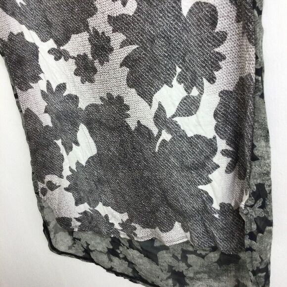 CAbi Tango Floral Drape Neck Mixed Media Tank Top Gray Black White Size XS - Picture 2 of 8